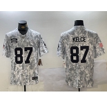 Men's Kansas City Chiefs #87 Travis Kelce 2024 Arctic Camo Salute To Service Limited Stitched Football Jersey