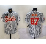 Men's Kansas City Chiefs #87 Travis Kelce 2024 Arctic Camo Salute To Service Stitched Baseball Jersey
