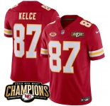 Men’s Kansas City Chiefs #87 Travis Kelce Red 2023 F.U.S.E. AFC West Champions With NKH Patch Vapor Untouchable Limited Football Stitched Jersey