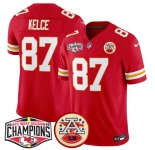 Men's Kansas City Chiefs #87 Travis Kelce Red F.U.S.E. 2024 AFC West Division Champions Vapor Limited Stitched Football Jersey