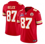 Men’s Kansas City Chiefs #87 Travis Kelce Red F.U.S.E. Super Bowl LVIII Patch Vapor Untouchable Limited Football Stitched Jersey