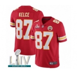 Men's Kansas City Chiefs #87 Travis Kelce Red Team Color Vapor Untouchable Limited Player Super Bowl LIV Bound Football Jersey