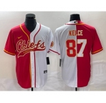 Men's Kansas City Chiefs #87 Travis Kelce Red White Two Tone Cool Base Stitched Baseball Jersey
