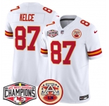 Men's Kansas City Chiefs #87 Travis Kelce White F.U.S.E. 2024 AFC West Division Champions Vapor Limited Stitched Football Jersey
