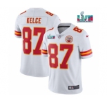 Men's Kansas City Chiefs #87 Travis Kelce White Super Bowl LVII Patch Vapor Untouchable Limited Stitched Jersey