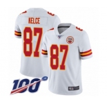 Men's Kansas City Chiefs #87 Travis Kelce White Vapor Untouchable Limited Player 100th Season Football Jersey