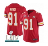 Men's Kansas City Chiefs #91 Derrick Nnadi Red Team Color Vapor Untouchable Limited Player Super Bowl LIV Bound Football Jersey