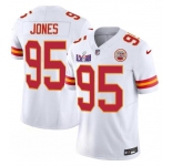 Men’s Kansas City Chiefs #95 Chris Jones White 2024 F.U.S.E. Super Bowl LVIII Patch Vapor Untouchable Limited Football Stitched Jersey