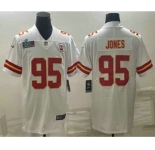 Men's Kansas City Chiefs #95 Chris Jones White Super Bowl LVII Patch Vapor Untouchable Limited Stitched Jersey
