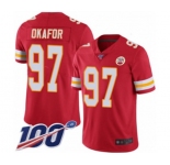 Men's Kansas City Chiefs #97 Alex Okafor Red Team Color Vapor Untouchable Limited Player 100th Season Football Jersey