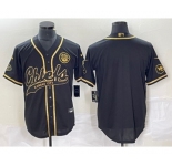 Men's Kansas City Chiefs Blank Black Gold Cool Base Stitched Baseball Jersey