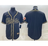 Men's Kansas City Chiefs Blank Black Gold With Patch Cool Base Stitched Baseball Jersey