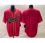Men's Kansas City Chiefs Blank Red Gold Cool Base Stitched Baseball Jersey