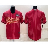 Men's Kansas City Chiefs Blank Red With Super Bowl LVII Patch Cool Base Stitched Baseball Jersey