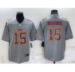 Men's Kansas City Chiefs Patrick Mahomes LOGO Grey Atmosphere Fashion Vapor Untouchable Stitched Limited Jersey
