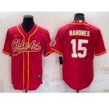 Men's Kansas City Chiefs Patrick Mahomes Red Stitched Cool Base Nike Baseball Jersey