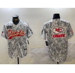 Men's Kansas City Chiefs Team Logo 2024 Arctic Camo Salute to Service Stitched Baseball Jerseys