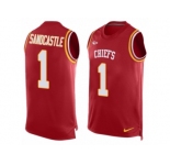 Men's Nike Kansas City Chiefs #1 Leon Sandcastle Limited Red Player Name & Number Tank Top NFL Jersey