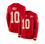 Men's Nike Kansas City Chiefs #10 Tyreek Hill Limited Red Therma Long Sleeve NFL Jersey