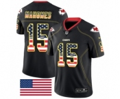 Men's Nike Kansas City Chiefs #15 Patrick Mahomes Limited Black Rush USA Flag NFL Jersey