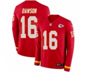 Men's Nike Kansas City Chiefs #16 Len Dawson Limited Red Therma Long Sleeve NFL Jersey
