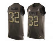 Men's Nike Kansas City Chiefs #32 Marcus Allen Limited Green Salute to Service Tank Top NFL Jersey