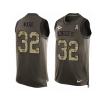 Men's Nike Kansas City Chiefs #32 Spencer Ware Limited Green Salute to Service Tank Top NFL Jersey