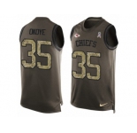 Men's Nike Kansas City Chiefs #35 Christian Okoye Limited Green Salute to Service Tank Top NFL Jersey