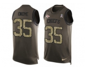 Men's Nike Kansas City Chiefs #35 Christian Okoye Limited Green Salute to Service Tank Top NFL Jersey