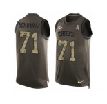 Men's Nike Kansas City Chiefs #71 Mitchell Schwartz Limited Green Salute to Service Tank Top NFL Jersey