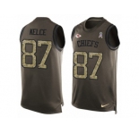 Men's Nike Kansas City Chiefs #87 Travis Kelce Limited Green Salute to Service Tank Top NFL Jersey