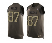 Men's Nike Kansas City Chiefs #87 Travis Kelce Limited Green Salute to Service Tank Top NFL Jersey