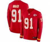 Men's Nike Kansas City Chiefs #91 Derrick Nnadi Limited Red Therma Long Sleeve NFL Jersey