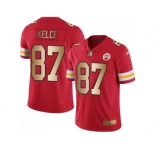 Nike Kansas City Chiefs #87 Travis Kelce Red Men's Stitched NFL Limited Gold Rush Jersey