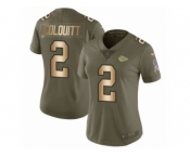 Women Nike Kansas City Chiefs #2 Dustin Colquitt Limited Olive Gold 2017 Salute to Service NFL Jersey