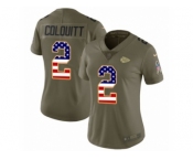 Women Nike Kansas City Chiefs #2 Dustin Colquitt Limited Olive USA Flag 2017 Salute to Service NFL Jersey