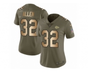 Women Nike Kansas City Chiefs #32 Marcus Allen Limited Olive Gold 2017 Salute to Service NFL Jersey