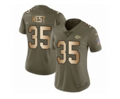 Women Nike Kansas City Chiefs #35 Charcandrick West Limited Olive Gold 2017 Salute to Service NFL Jersey