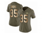 Women Nike Kansas City Chiefs #35 Christian Okoye Limited Olive Gold 2017 Salute to Service NFL Jersey