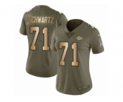 Women Nike Kansas City Chiefs #71 Mitchell Schwartz Limited Olive Gold 2017 Salute to Service NFL Jersey