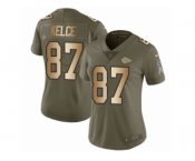 Women Nike Kansas City Chiefs #87 Travis Kelce Limited Olive Gold 2017 Salute to Service NFL Jersey