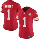 Women's Kansas City Chiefs #1 Xavier Worthy Red 2024 Draft Vapor Untouchable Limited Football Stitched Jersey
