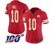 Women's Kansas City Chiefs #10 Tyreek Hill Red Team Color Vapor Untouchable Limited Player 100th Season Football Jersey