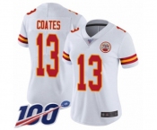 Women's Kansas City Chiefs #13 Sammie Coates White Vapor Untouchable Limited Player 100th Season Football Jersey
