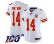 Women's Kansas City Chiefs #14 Sammy Watkins White Vapor Untouchable Limited Player 100th Season Football Jersey