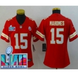 Women's Kansas City Chiefs #15 Patrick Mahomes Limited Red Super Bowl LVII Vapor Jersey