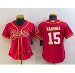 Women's Kansas City Chiefs #15 Patrick Mahomes Red With Patch Cool Base Stitched Baseball Jersey