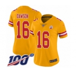 Women's Kansas City Chiefs #16 Len Dawson Limited Gold Inverted Legend 100th Season Football Jersey