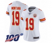 Women's Kansas City Chiefs #19 Joe Montana White Vapor Untouchable Limited Player 100th Season Football Jersey