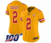 Women's Kansas City Chiefs #2 Dustin Colquitt Limited Gold Inverted Legend 100th Season Football Jersey